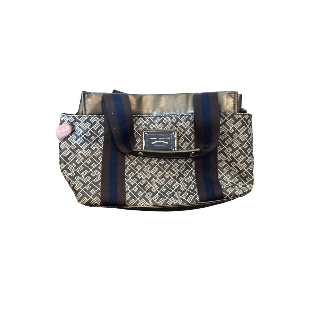 Tommy Hilfiger Handbag Womens Brown Monogram Tote Bag American Classics Logo